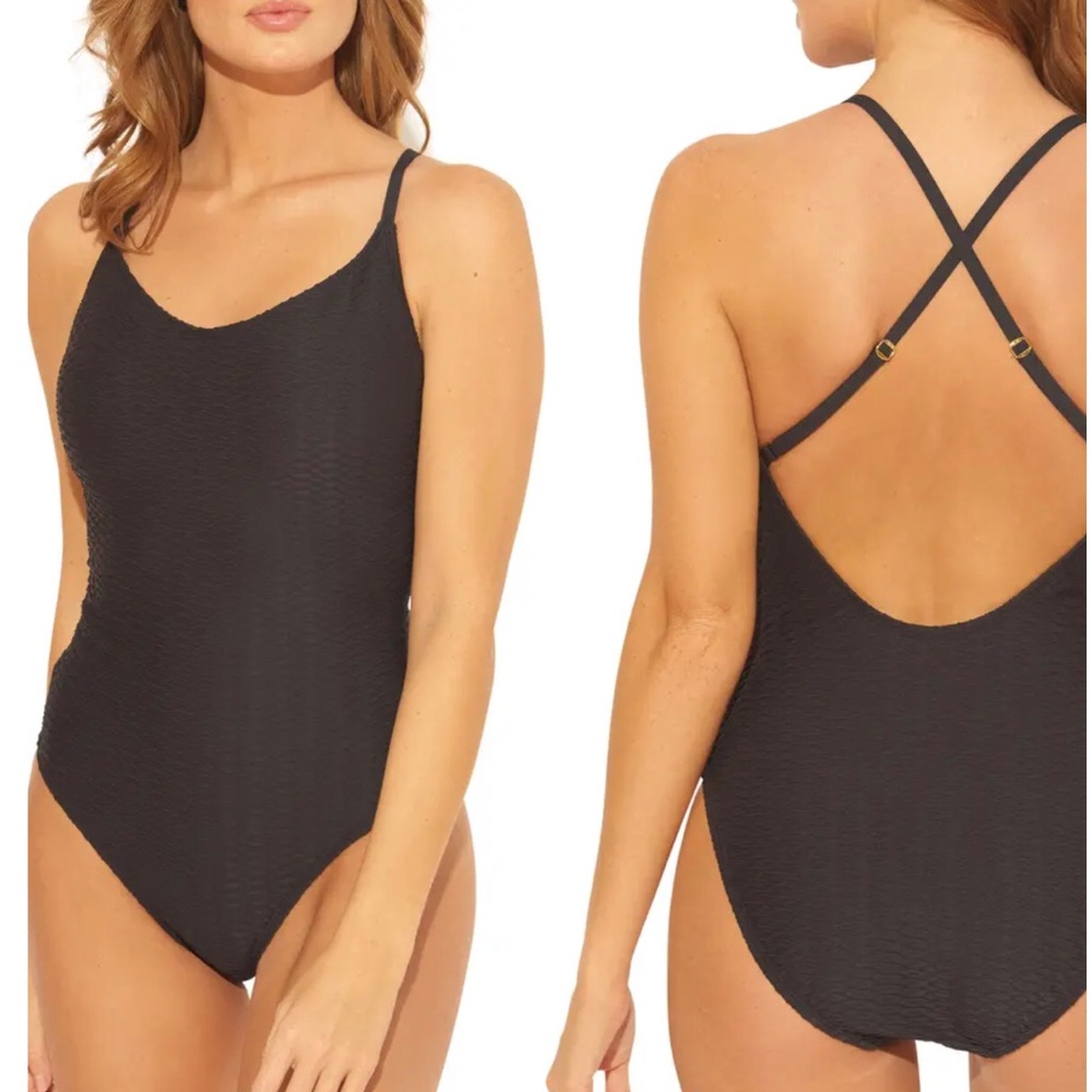Bleu Rod Beattie Black Textured One-Piece Swimsuit